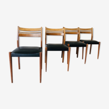 Set of 4 Scandinavian chairs in teak 1960