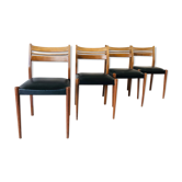 Set of 4 Scandinavian chairs in teak 1960