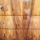 Art Deco chest of drawers in flambé walnut veneer circa 30's/ 40's
