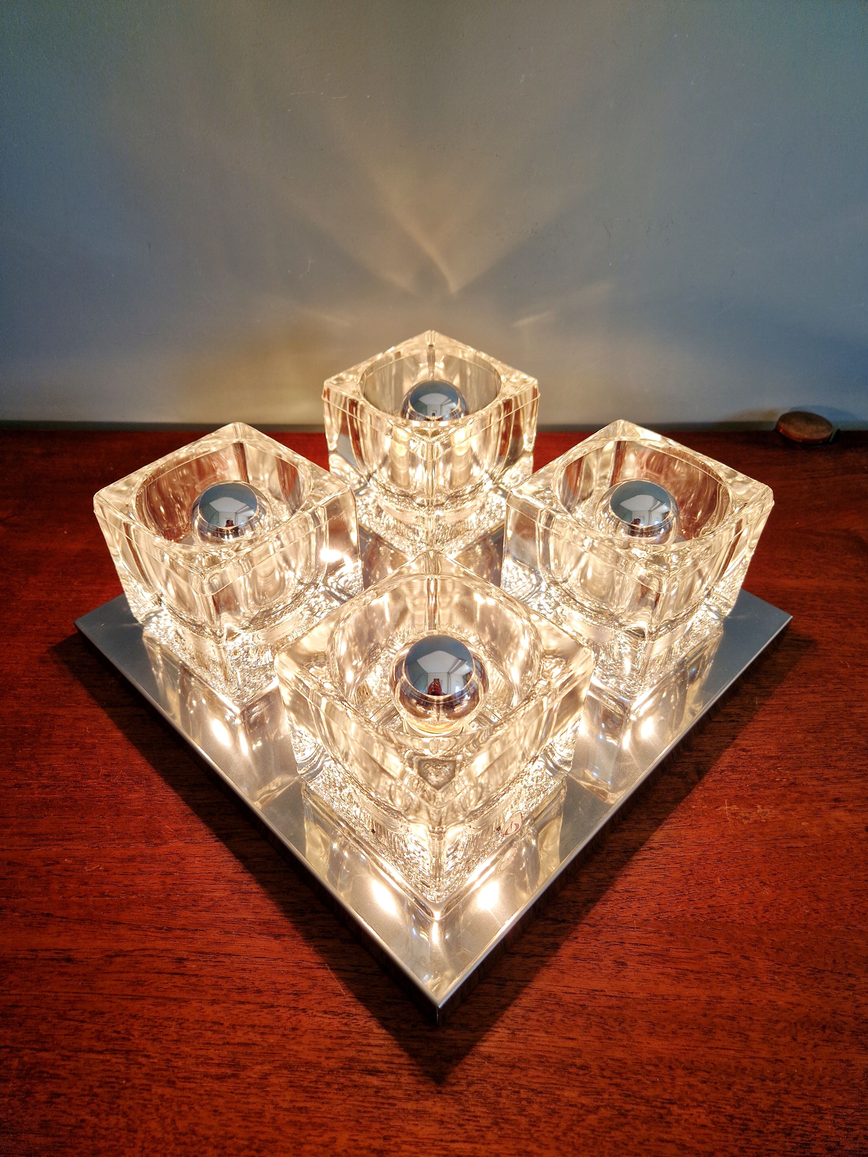 Square ceiling light/wall light Ice Cube, Peill & Putzler, 1970
