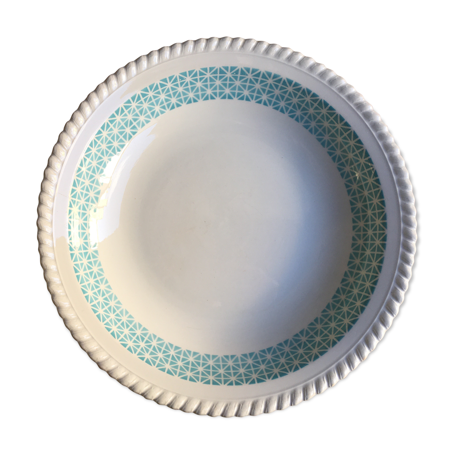 White and turquoise hollow dish