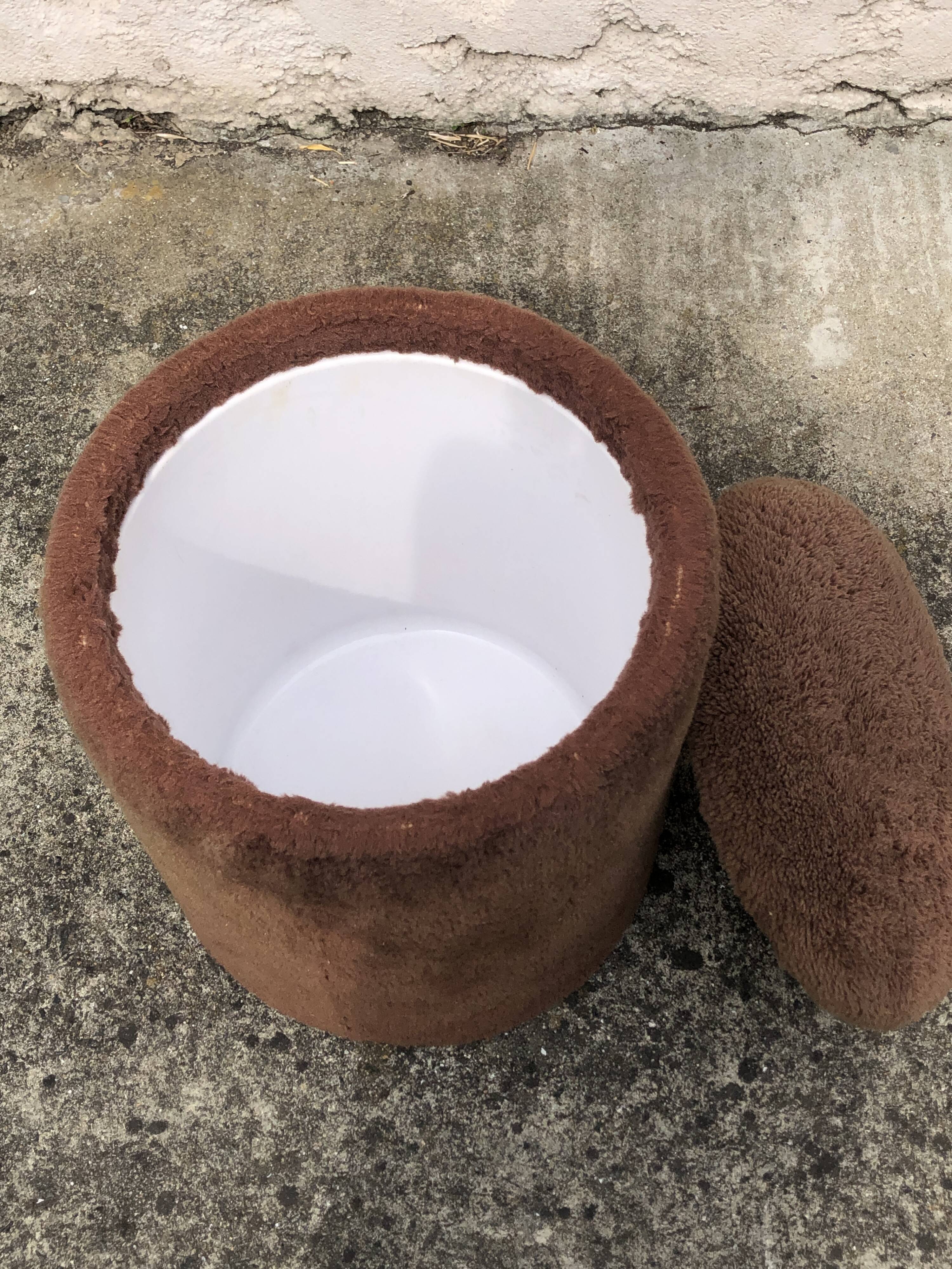 Chuff pouf in brown moumoute, 1970s