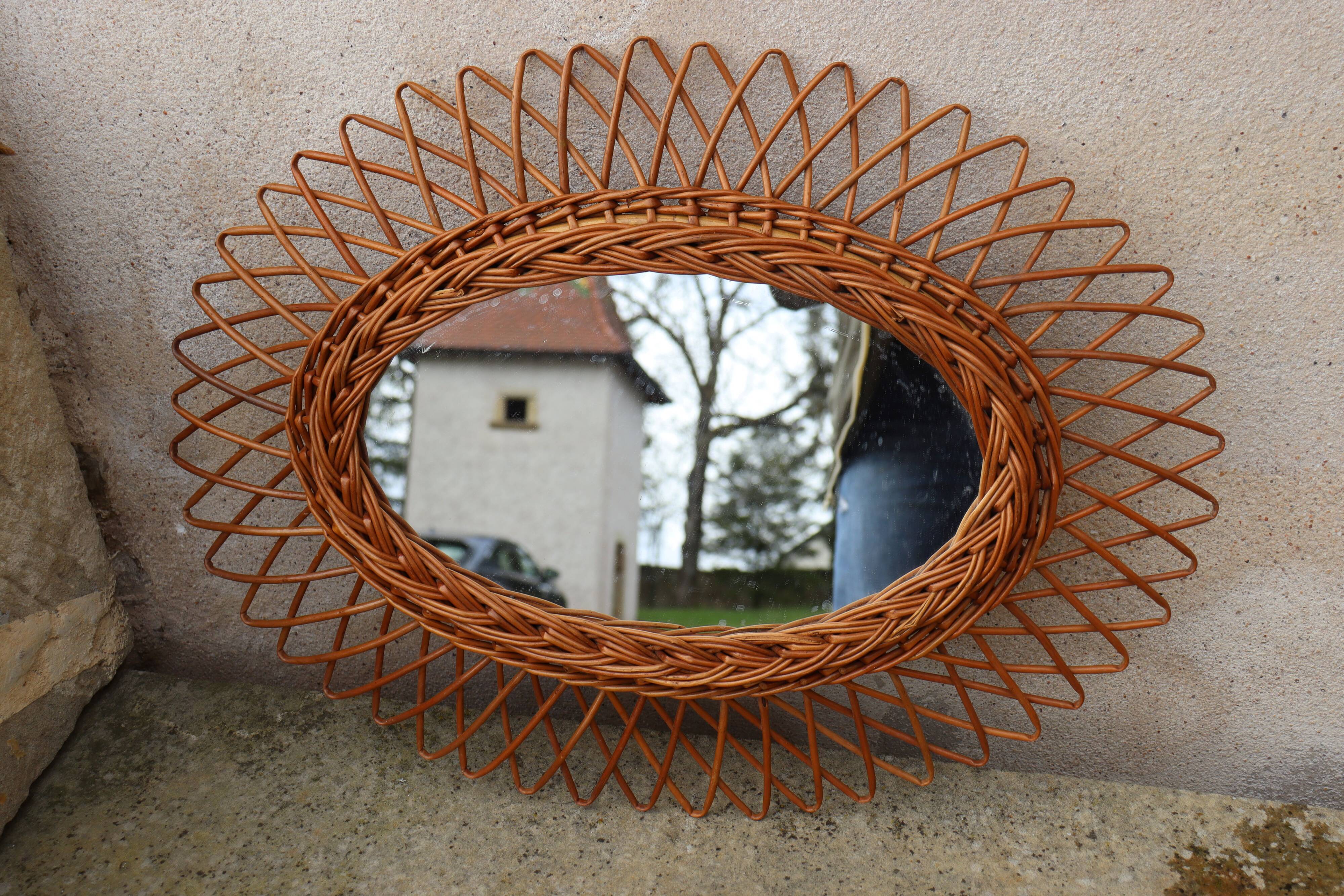 Rattan mirror