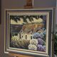 Oil on canvas framed – House with hydrangeas, Yvonne Sellier