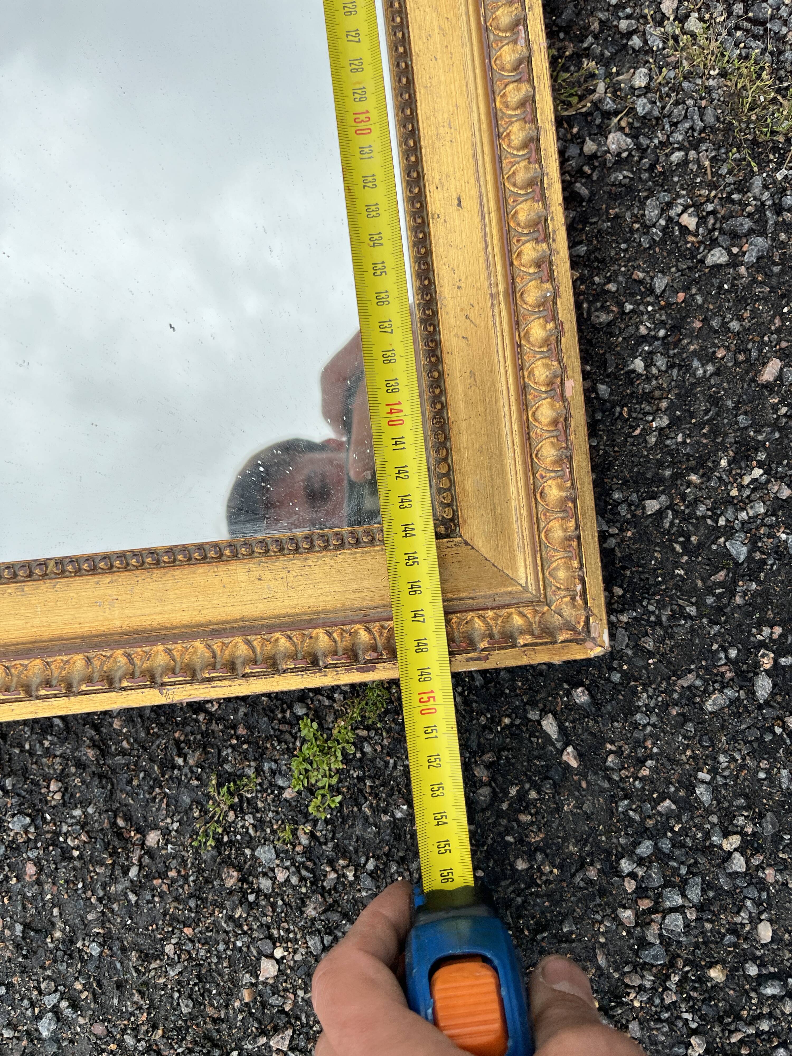 Large gold mirror 150 cm long classic style beaded frame