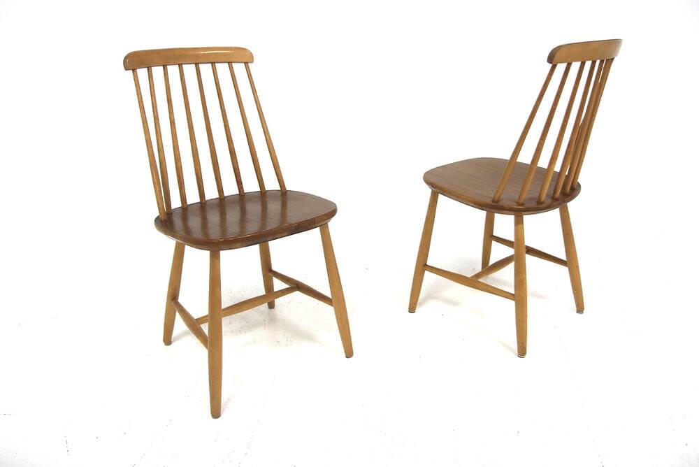 Set of 2 Scandinavian "Pinnstol" chairs in teak, NESTO, Sweden, 1960.