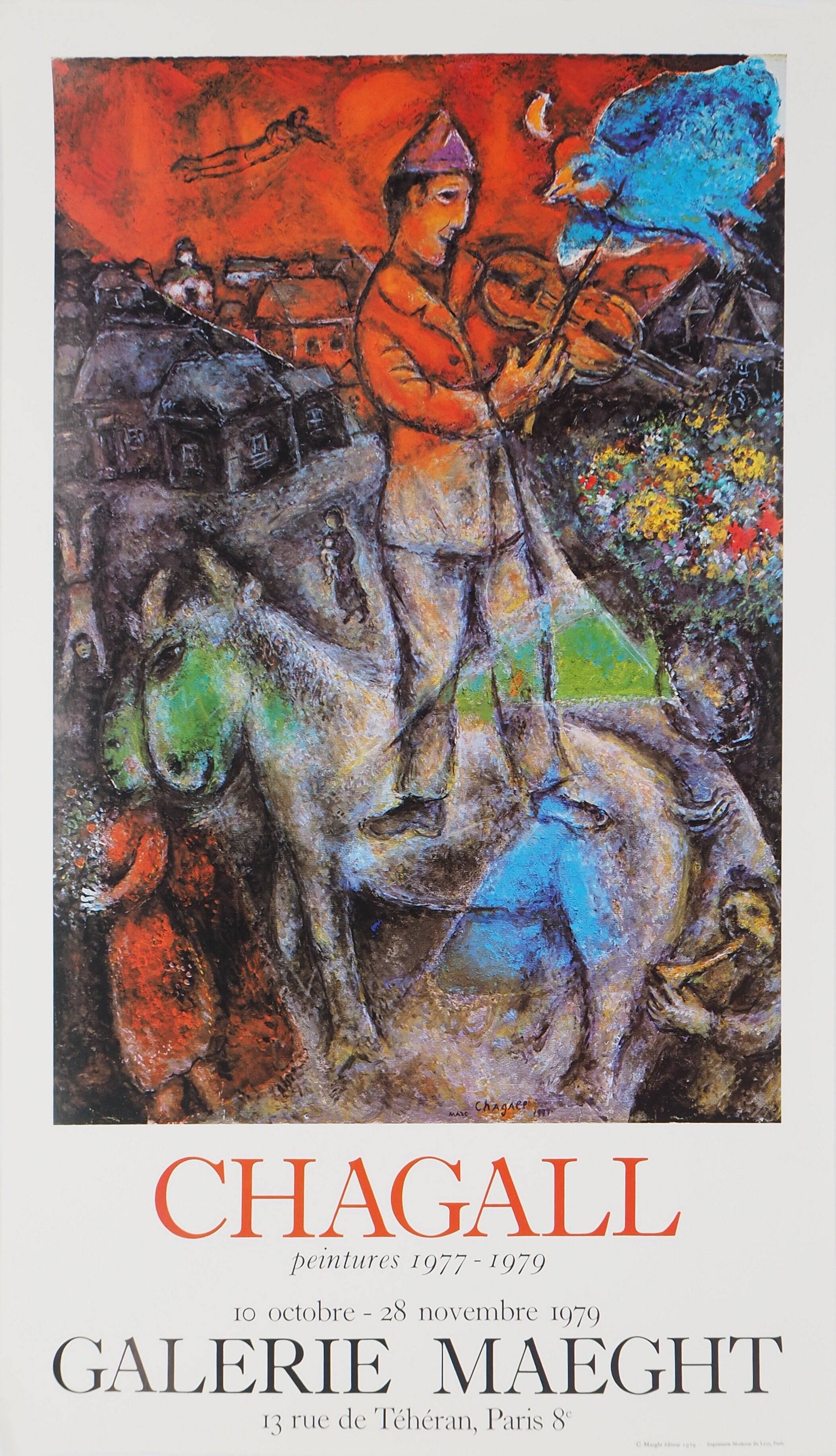 Marc CHAGALL: The violinist above the city - Original vintage poster signed