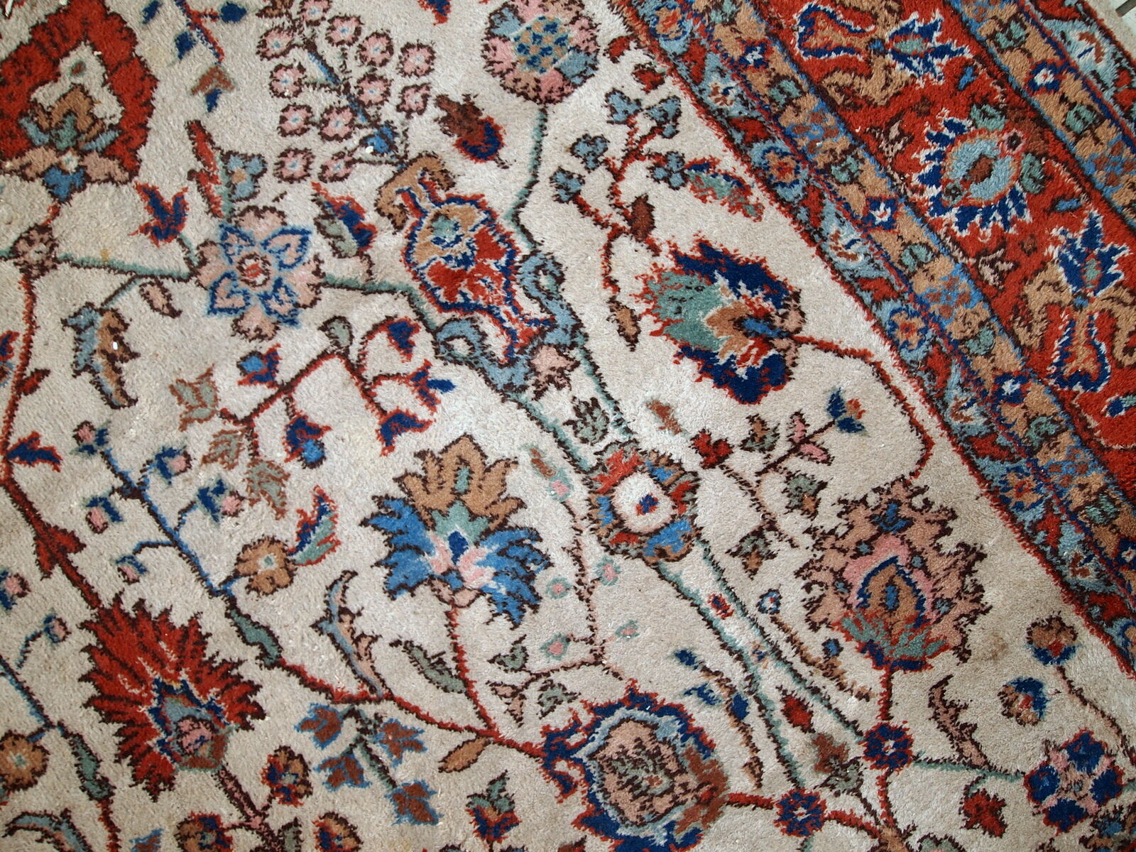 Carpet vintage Persian Mashad done hand 210x334cm 1950 s