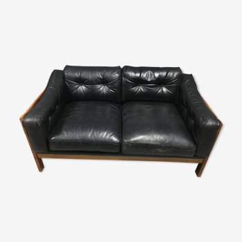 'Monte Carlo' Rosewood and leather 2 seat sofa by Ingvar Stockum for Futura Möbler in 1965