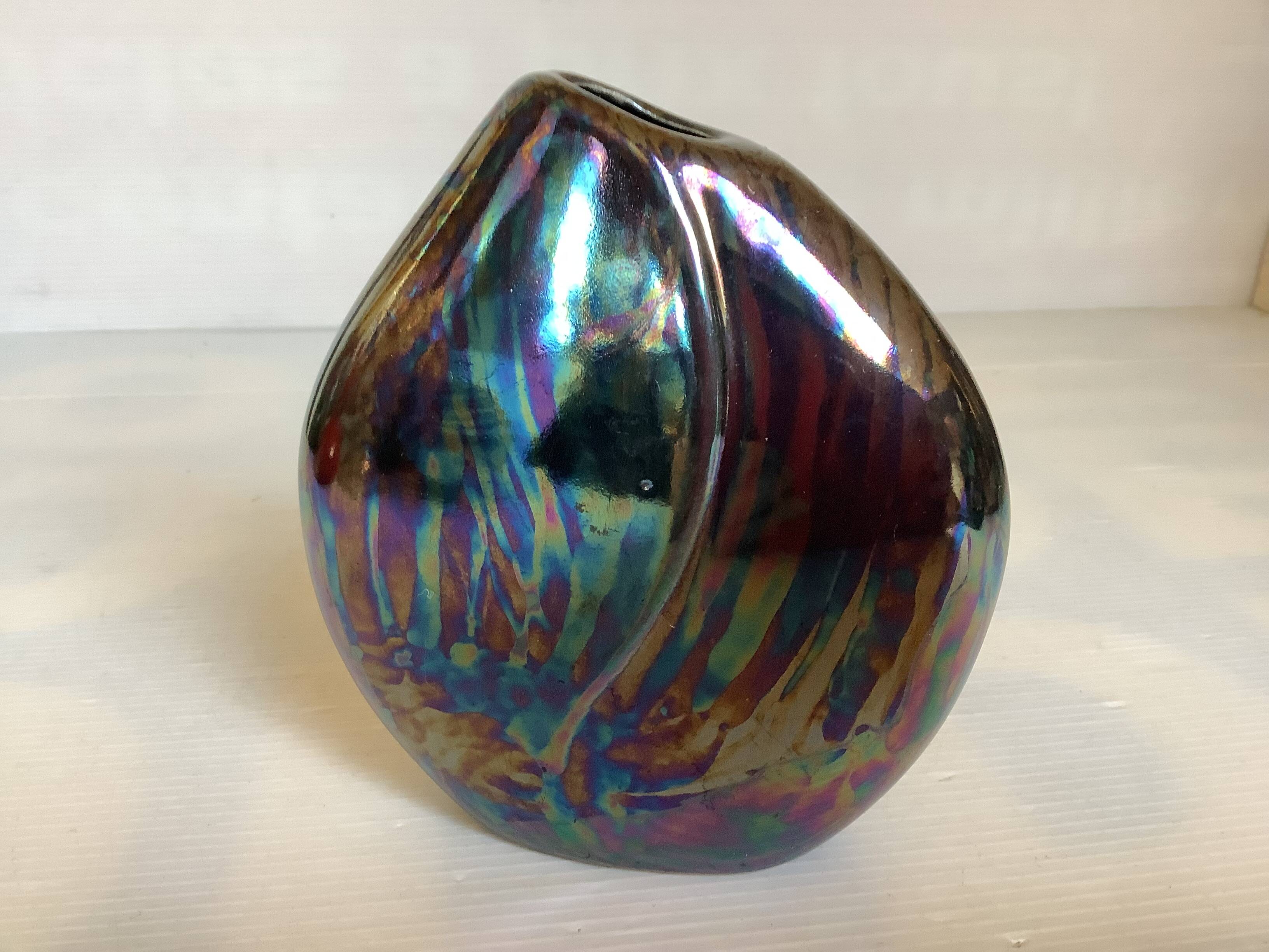 Small iridescent vase
