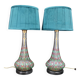 Paire de lampes de table en verre peintes à la main, Tchécoslovaquie années 1960