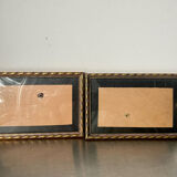 Pair of identical gold colored metal frames each measures  14.5 cm x 9 cm convex glass