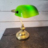 Lampe de bureau vintage en laiton abat-jour en verre
