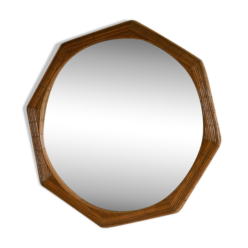 Octagon Shape Framed Pencil Reed Wall Mirror