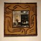 2-tone beveled square wood and rattan mirror
