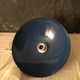 Suspension lamp with blue metal conical lampshade and white standard cord