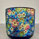 Longwy enamel cachepot, royal blue cloisonné decoration (16 cm)