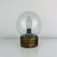 Lampe brutaliste bois massif et globe verre bullé, Temde Leuchten, 60