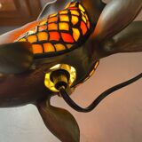 Lampe poisson vintage en laiton et verre