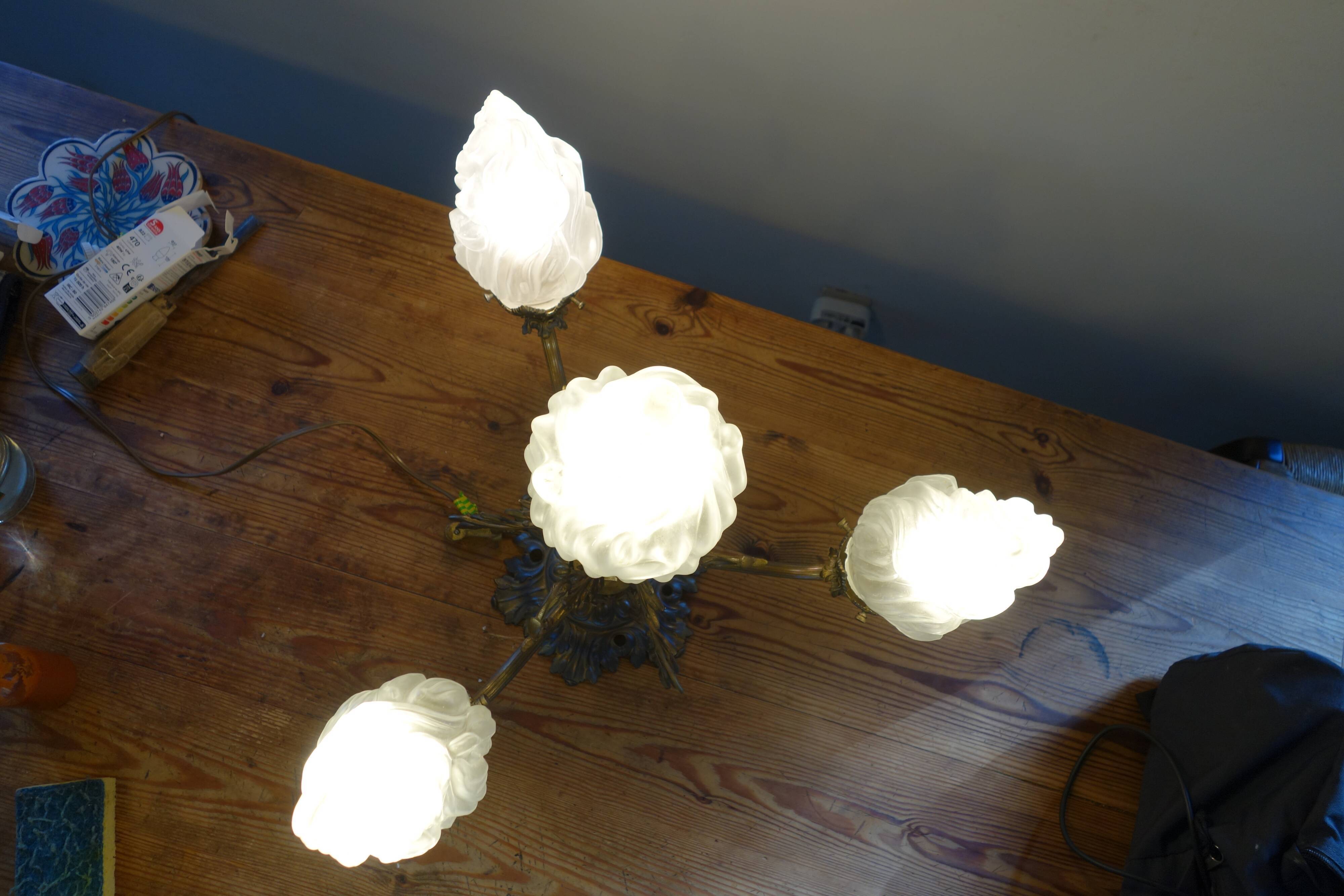 Lustre avec torchères style Napoléon 3