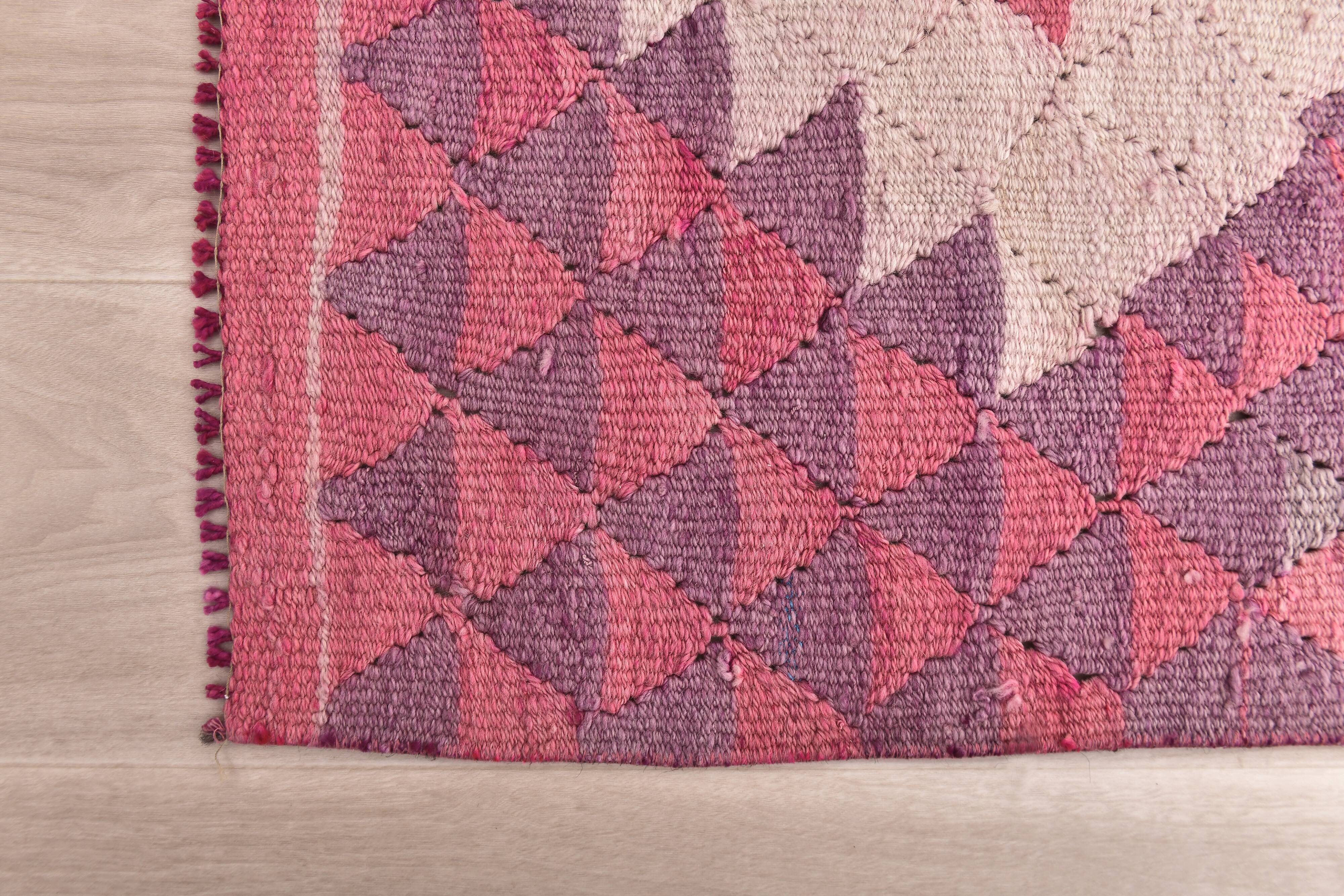 3x12 Pink & Beige Kilim Runner Rug 84x347Cm SK 34619