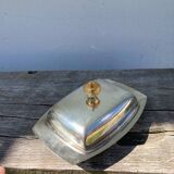 Acorn silver metal butter dish