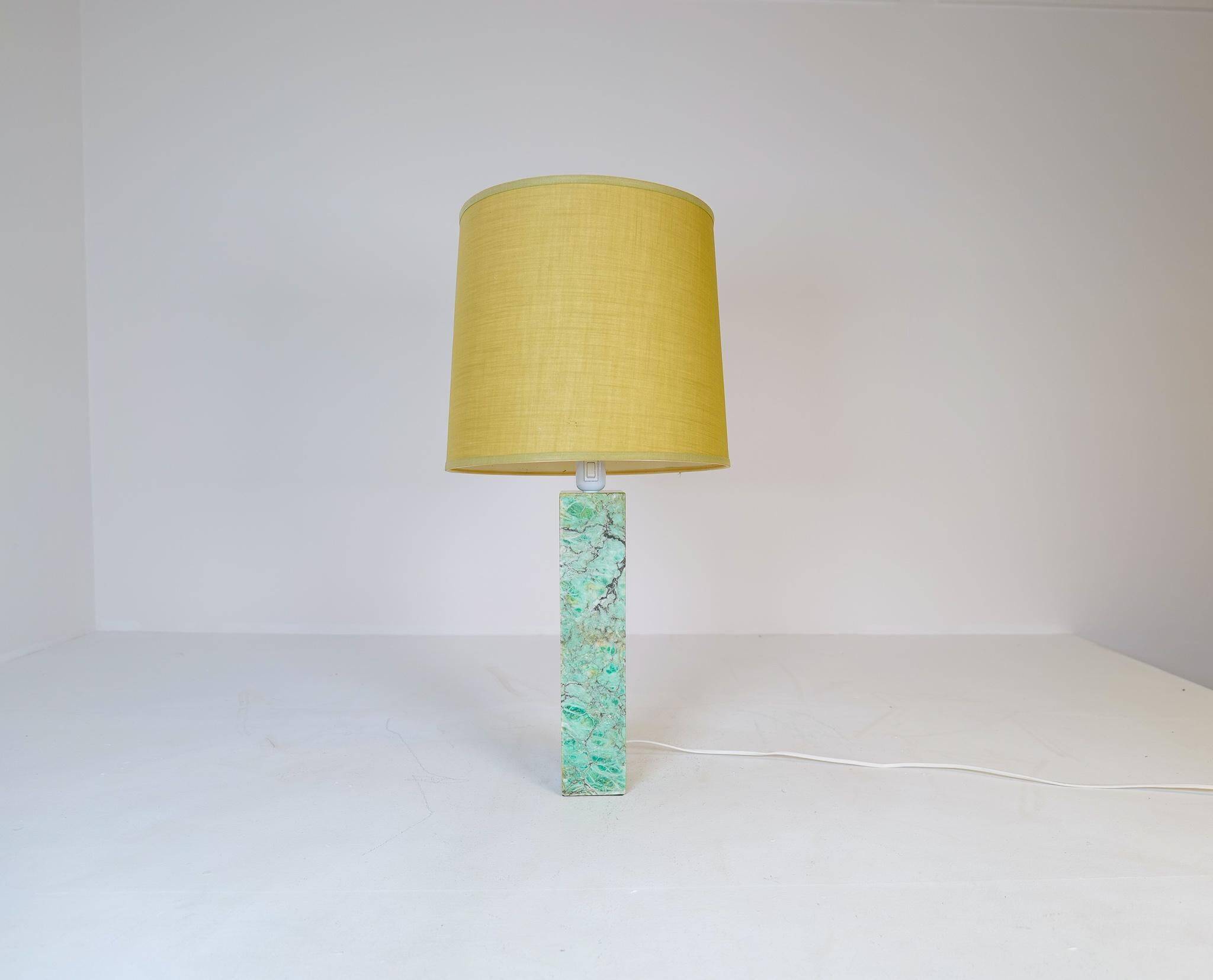 Mid-century green marble table lamp by Bergbom, Sweden, 1960s.