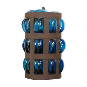 Suspension en verre soufflé bleu