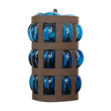 Blue blown glass and metal pendant light, 1970s