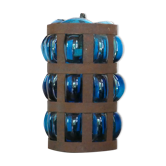 Suspension en verre soufflé bleu et métal, années 70