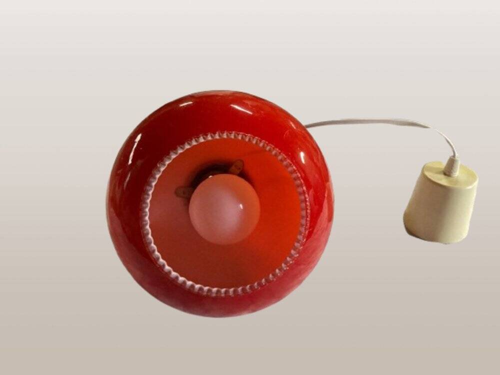Hanging globe in red opaline glass, 1970s