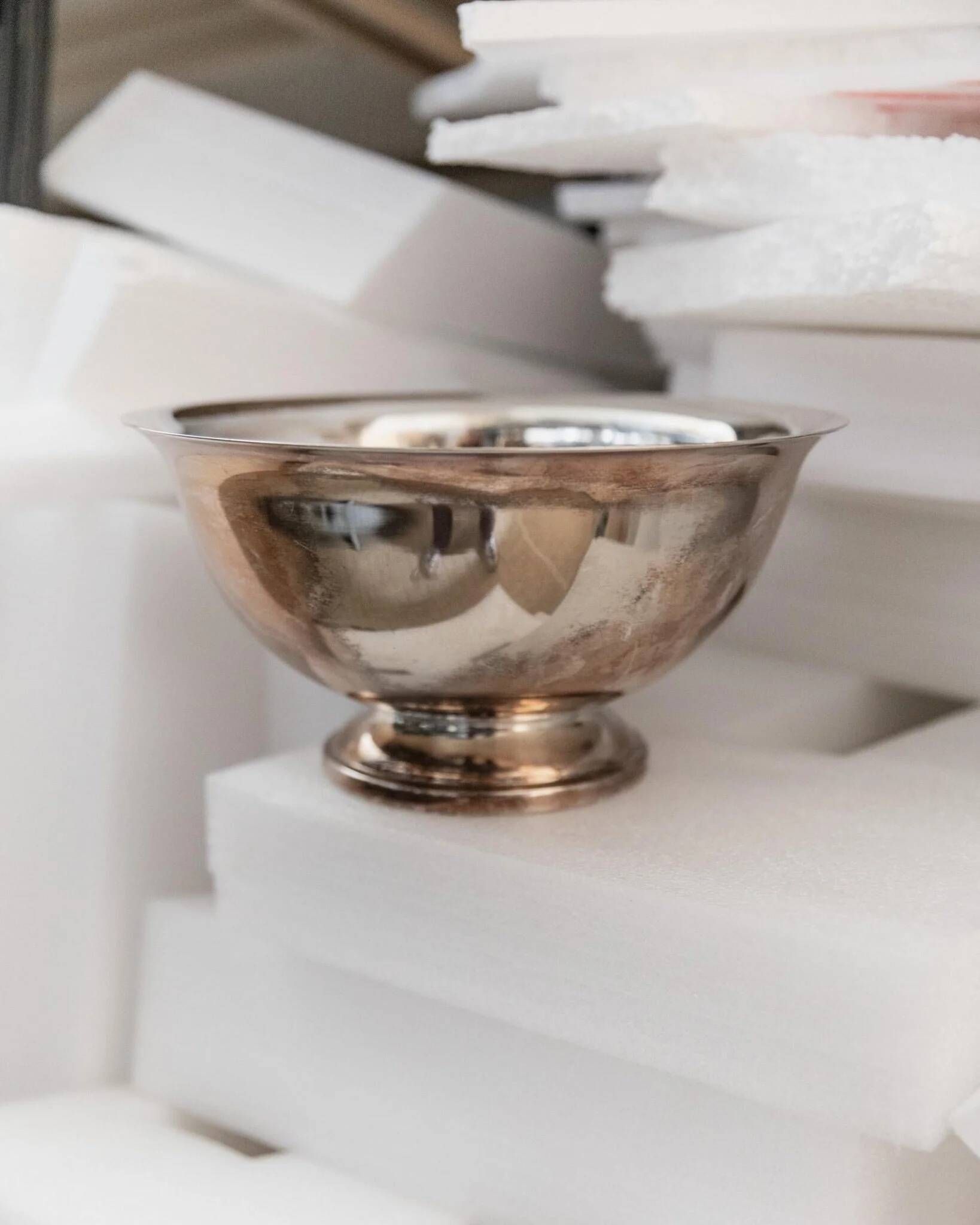 Large Vintage Silver-Plated Footed Salad Bowl, 1960s Italy, Argent Finish, Centerpiece Decor