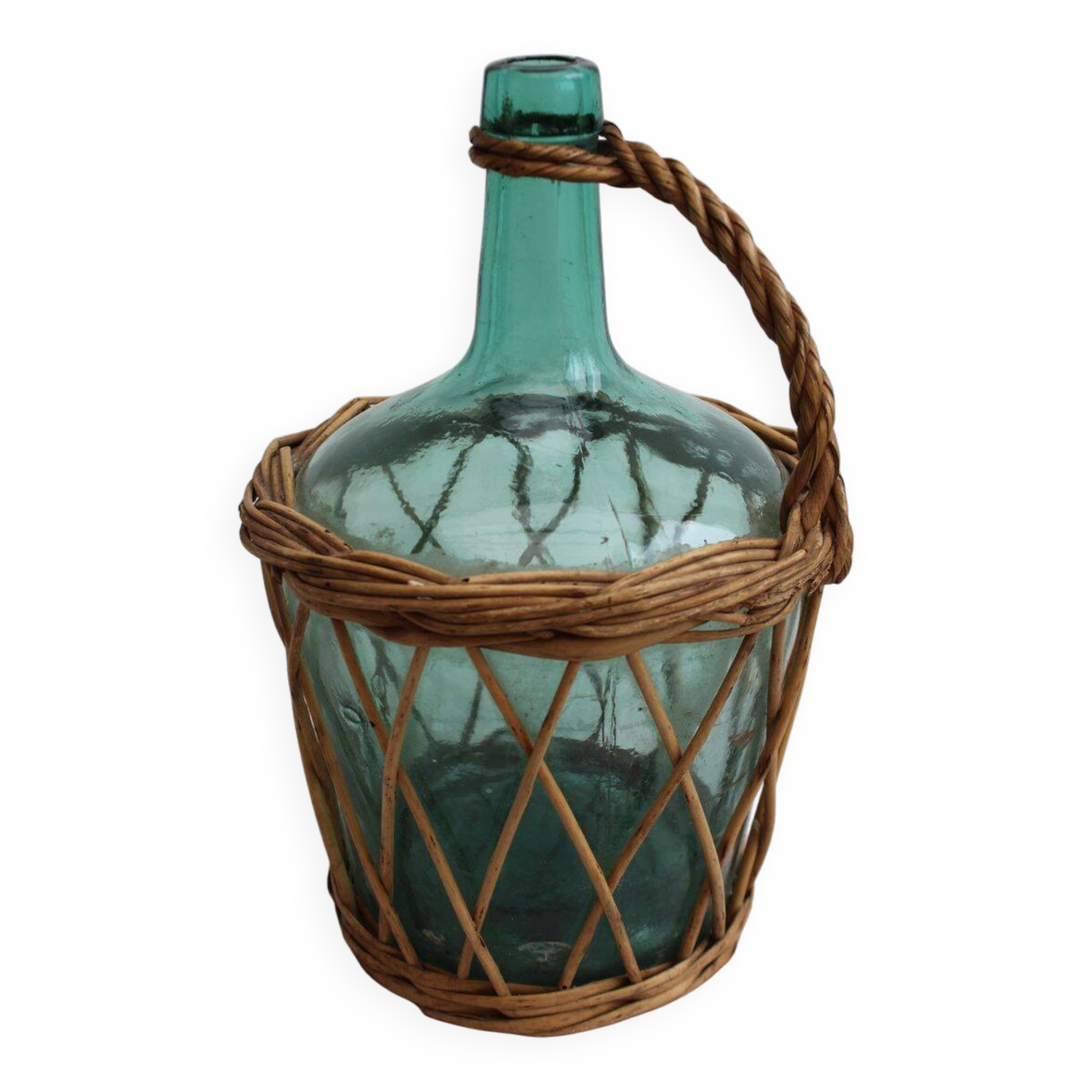 Glass and wicker demijohn