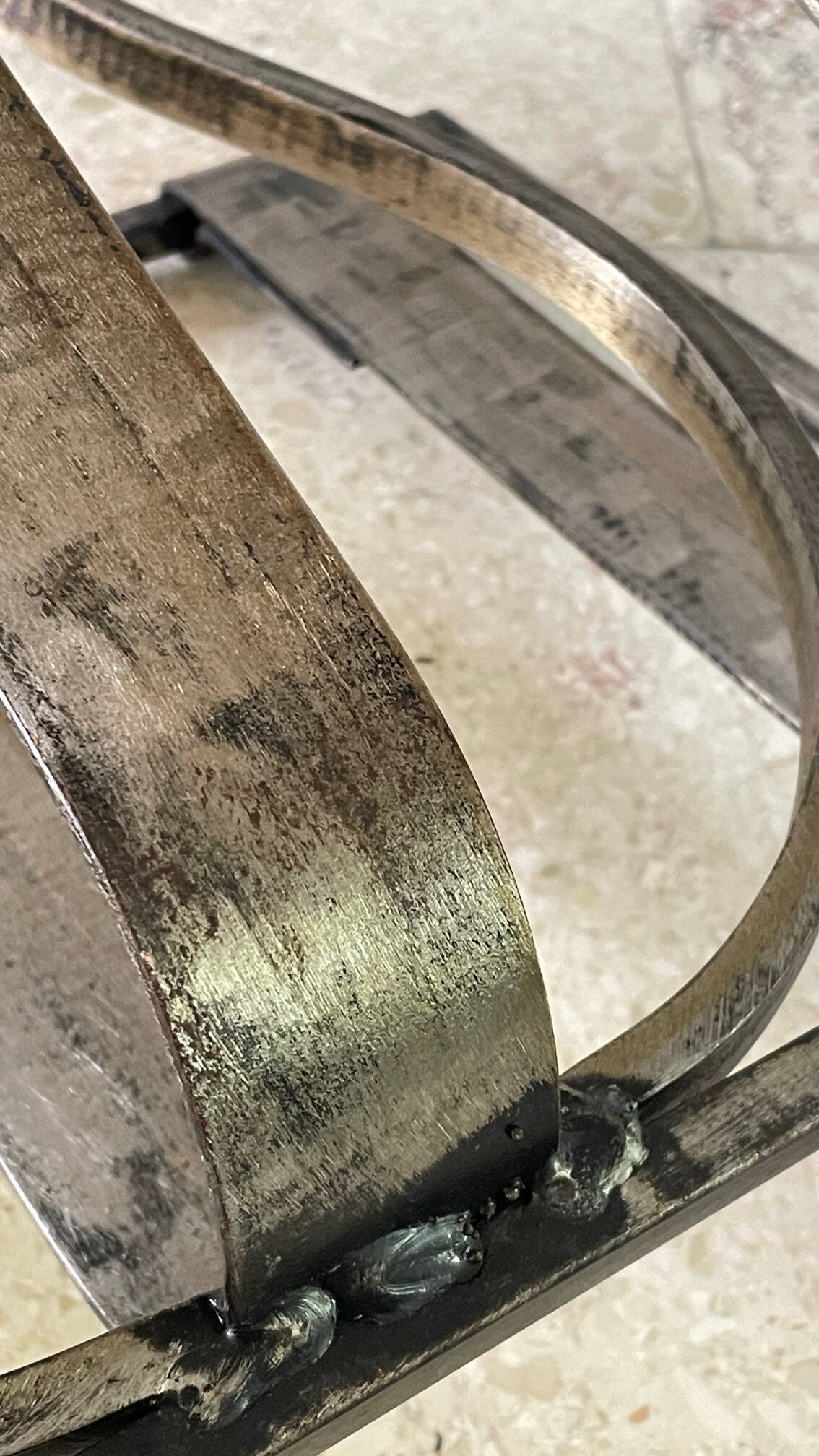 Brutalist vintage steel magazine rack