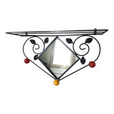 Coat rack, hat rack, wrought iron, 3 wooden balls