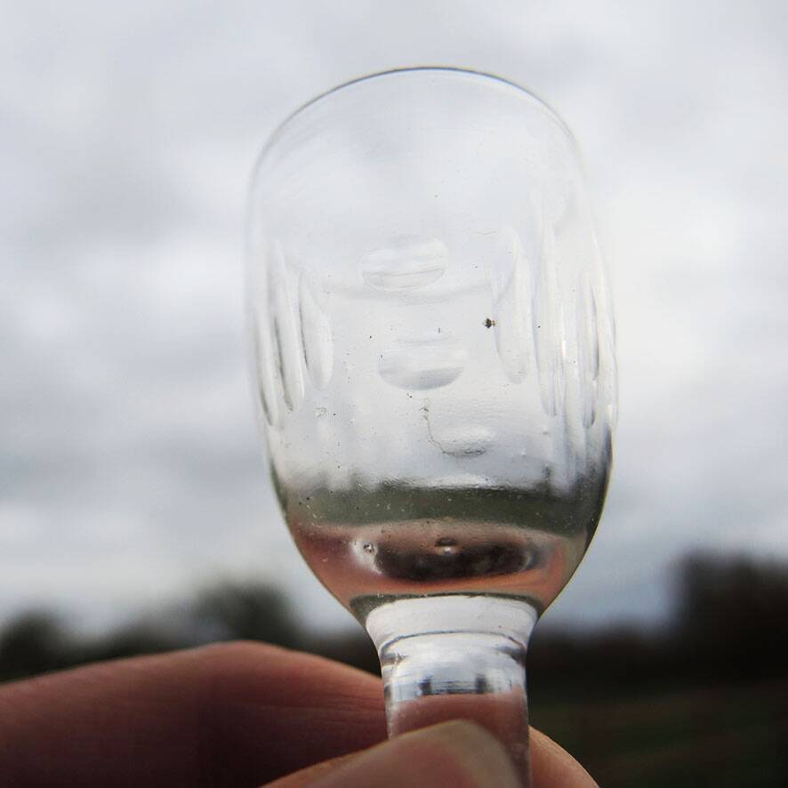 7 antique digestif glasses with Art Deco pattern