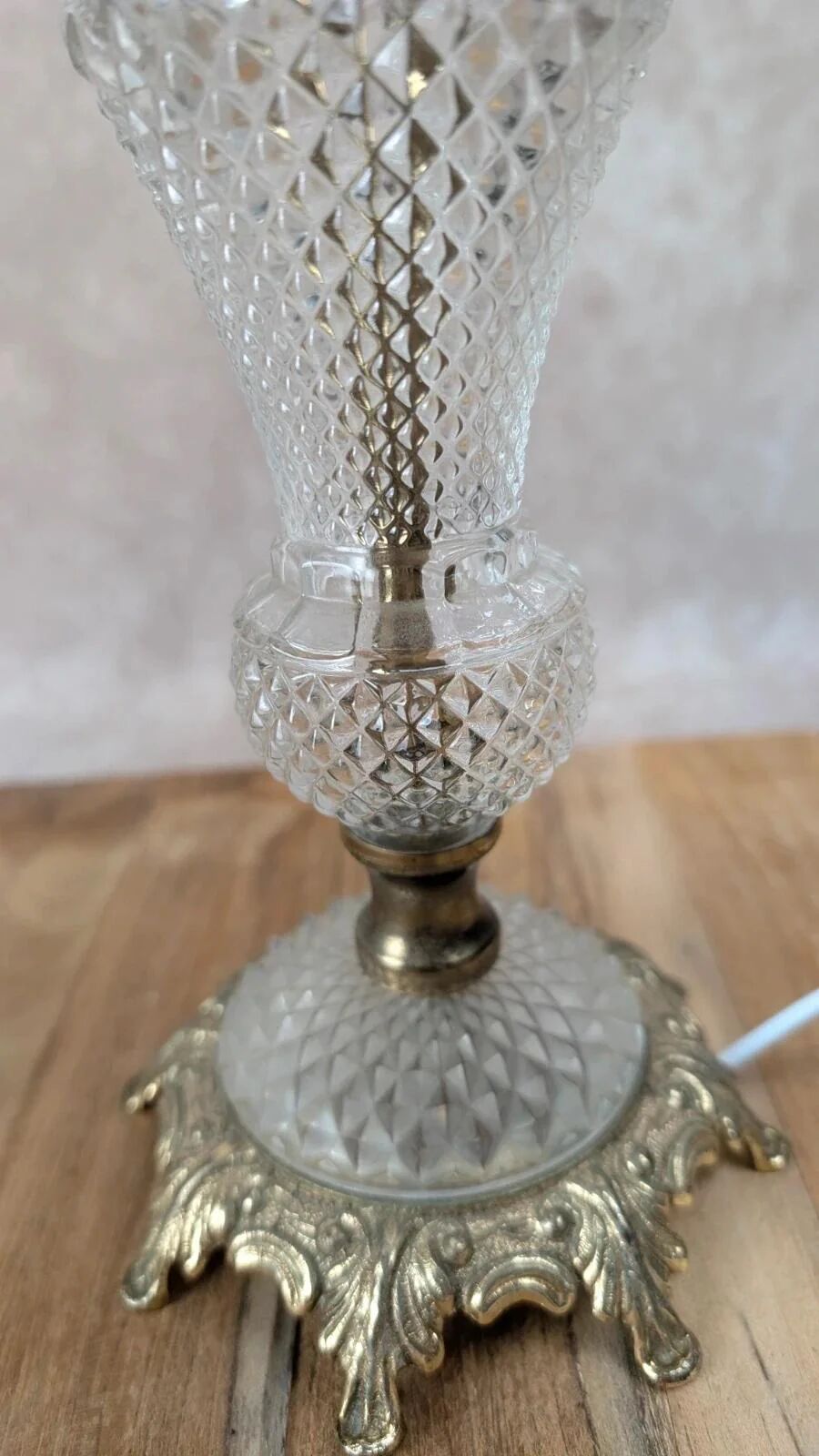 Lampe vintage verre et laiton années 50-60