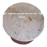 Marble side table with a cast iron base.