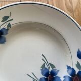Mismatched blue soup plates