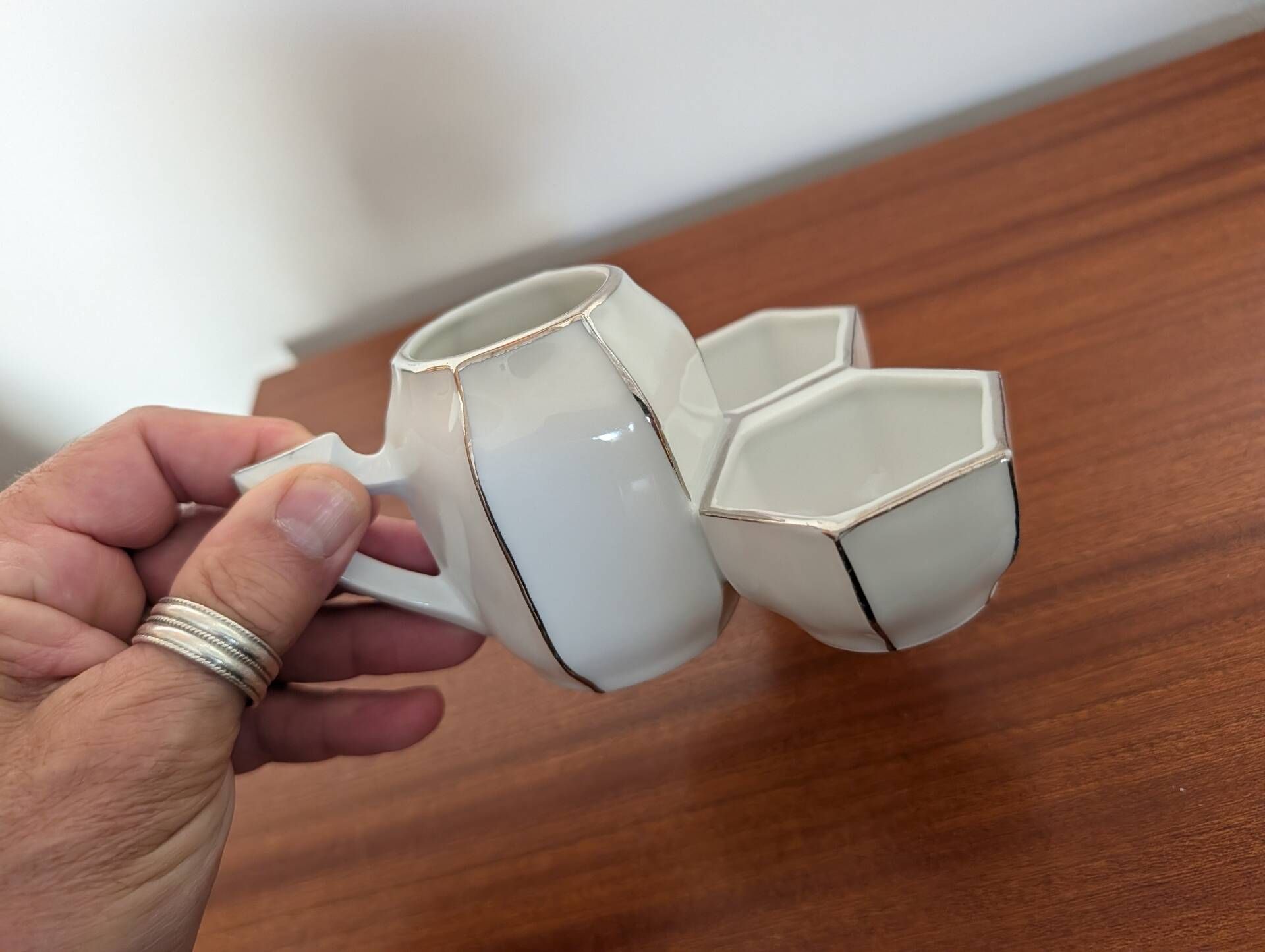 Art Deco condiment holder MS France in porcelain – 1930s