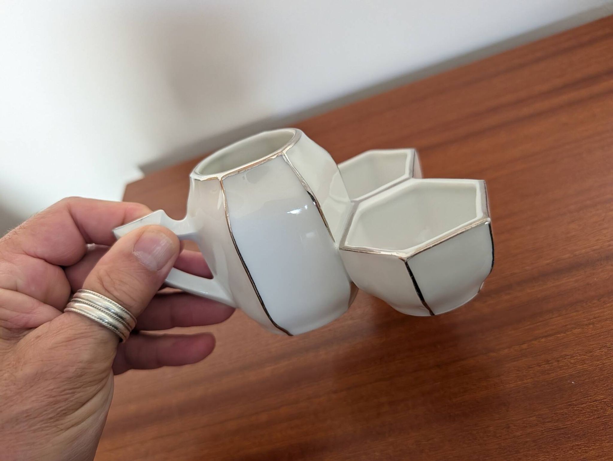 Art Deco condiment holder MS France in porcelain – 1930s