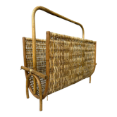 Rattan and woven wicker magazine rack