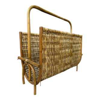 Rattan and woven wicker magazine holder