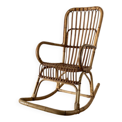 Rocking-chair en bambou et rotin