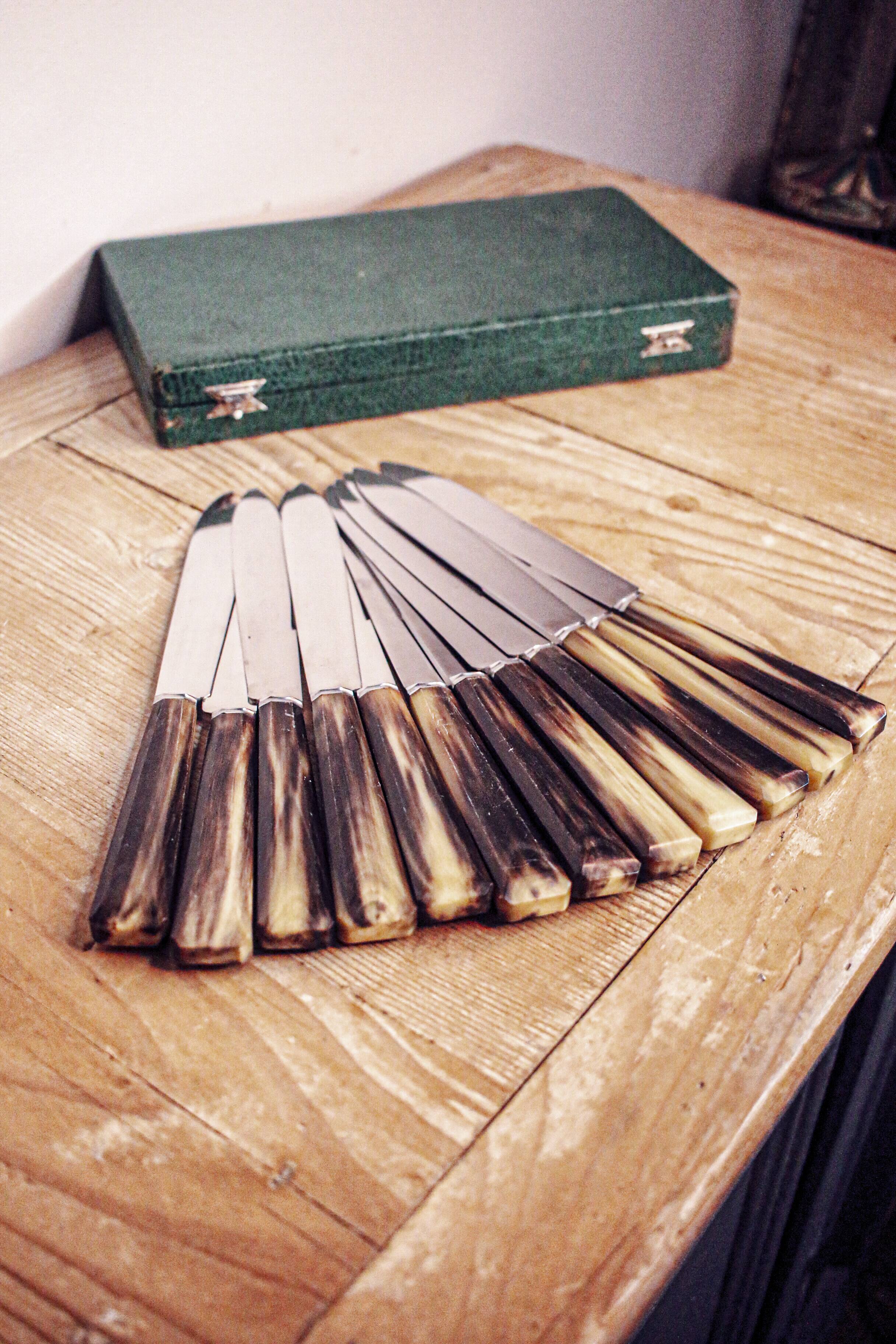 Box of 12 old knives