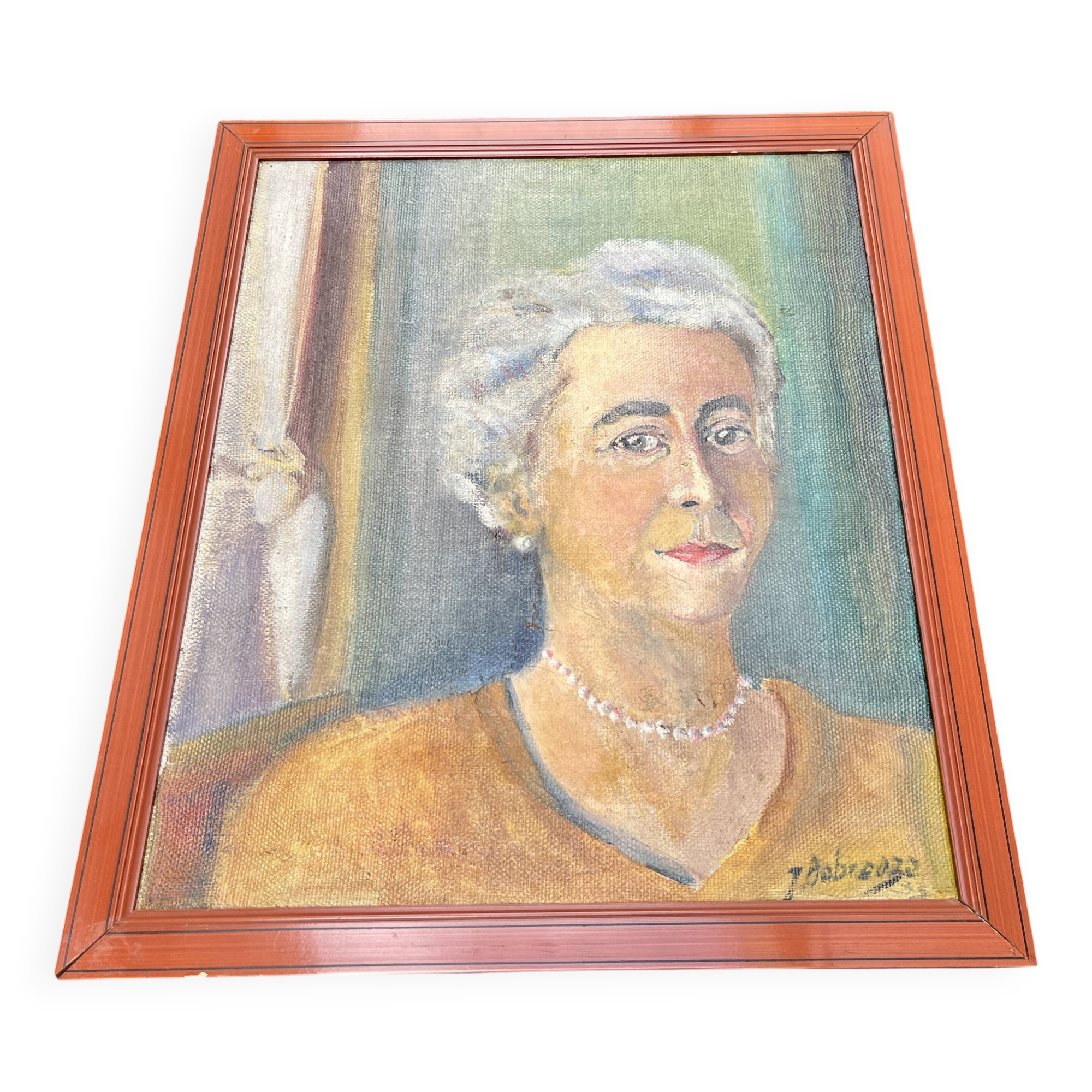 Painting Portrait of a woman – Oil signed Jean Dabreuze