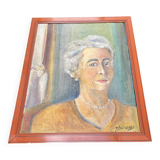 Painting Portrait of a woman – Oil signed Jean Dabreuze