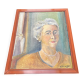 Tableau Portrait de femme – Huile signée Jean Dabreuze