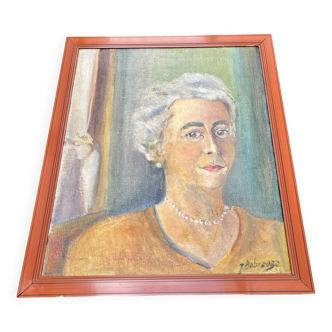 Tableau Portrait de femme – Huile signée Jean Dabreuze
