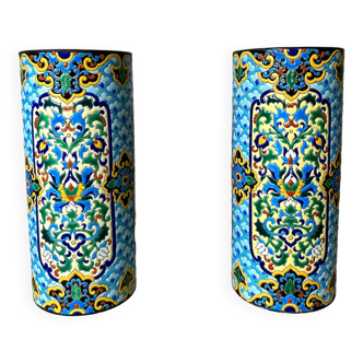 Pair of earthenware scroll vases